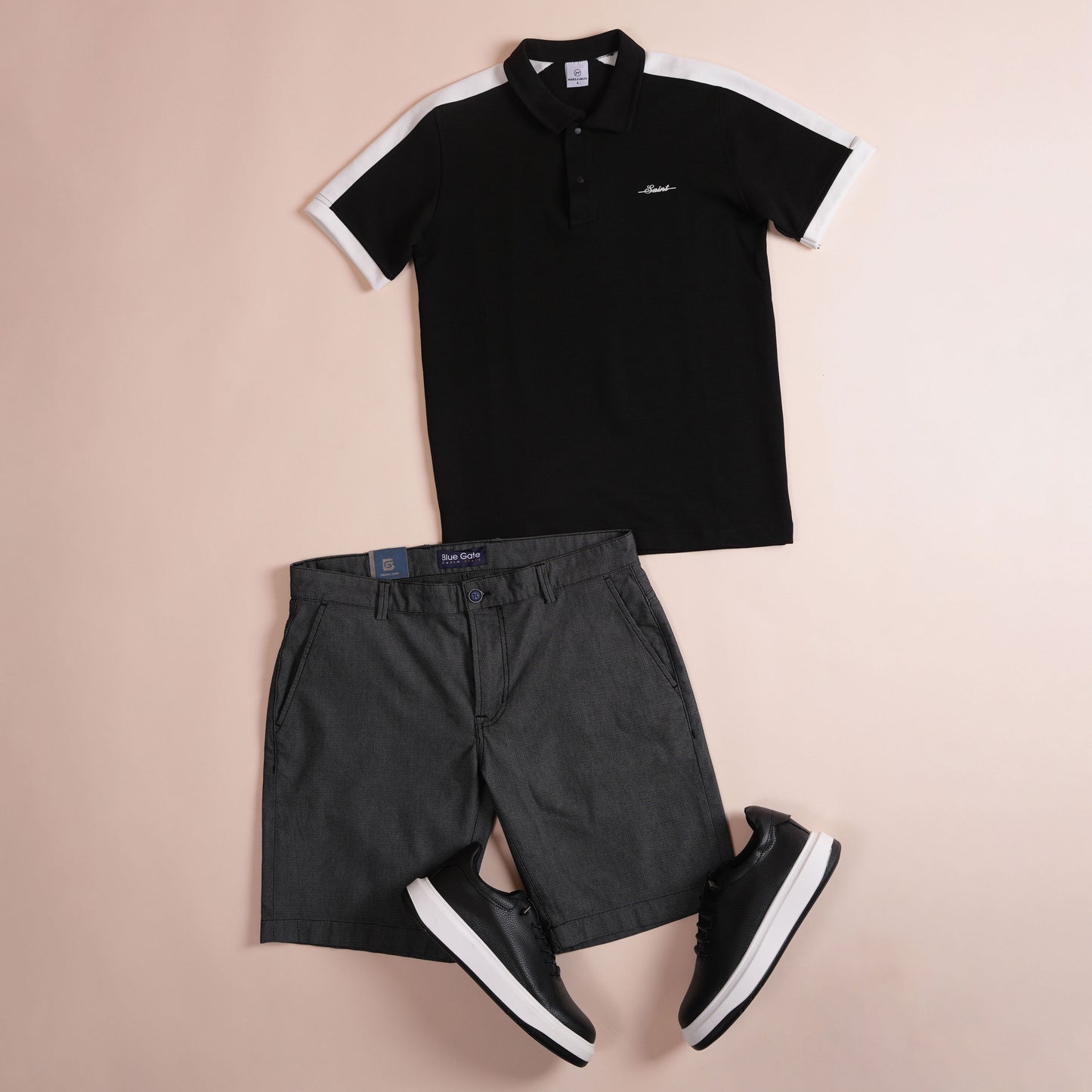 Polo CLEEVER Noir à Bandes Blanches