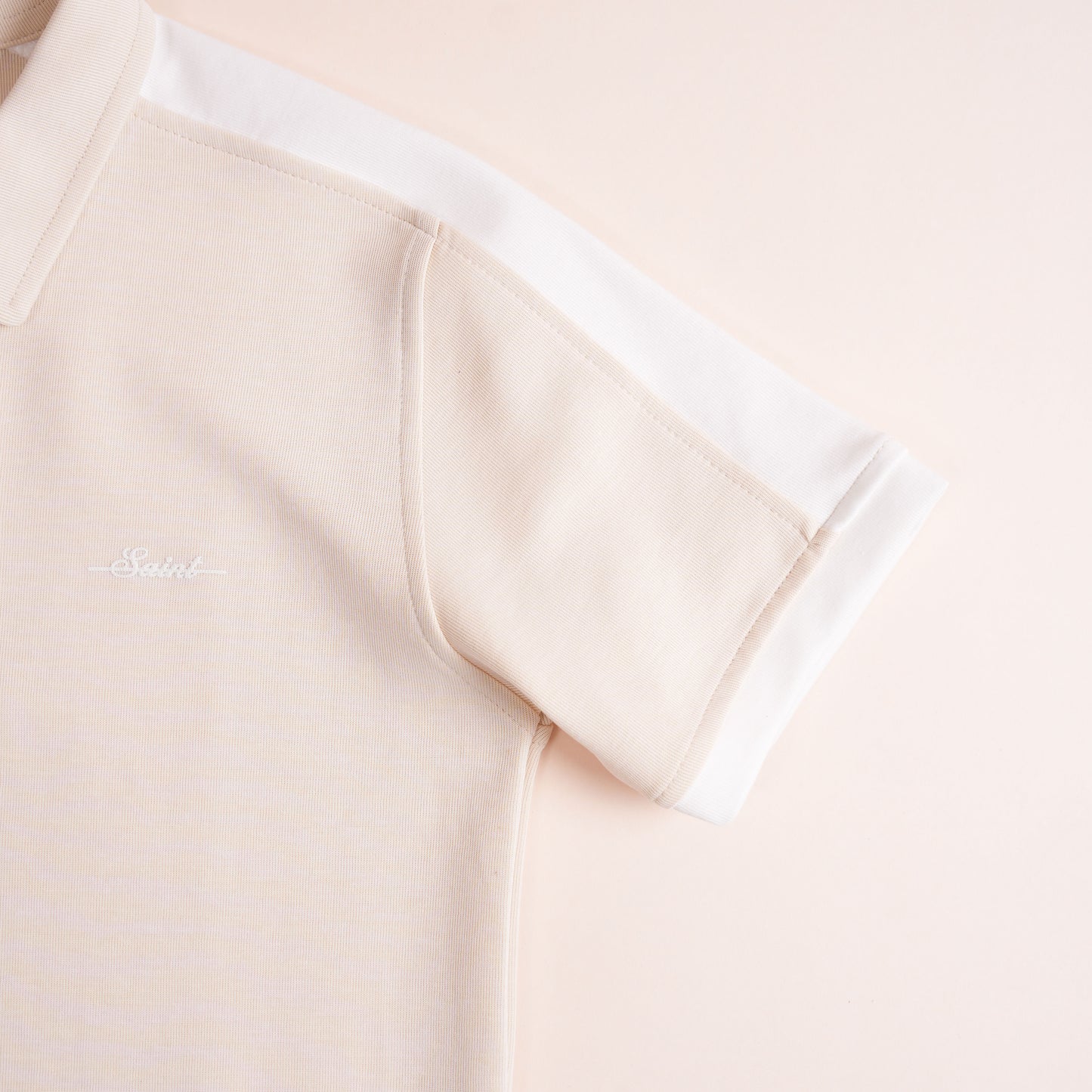 Polo CLEEVER Beige Clair à Bandes Blanches