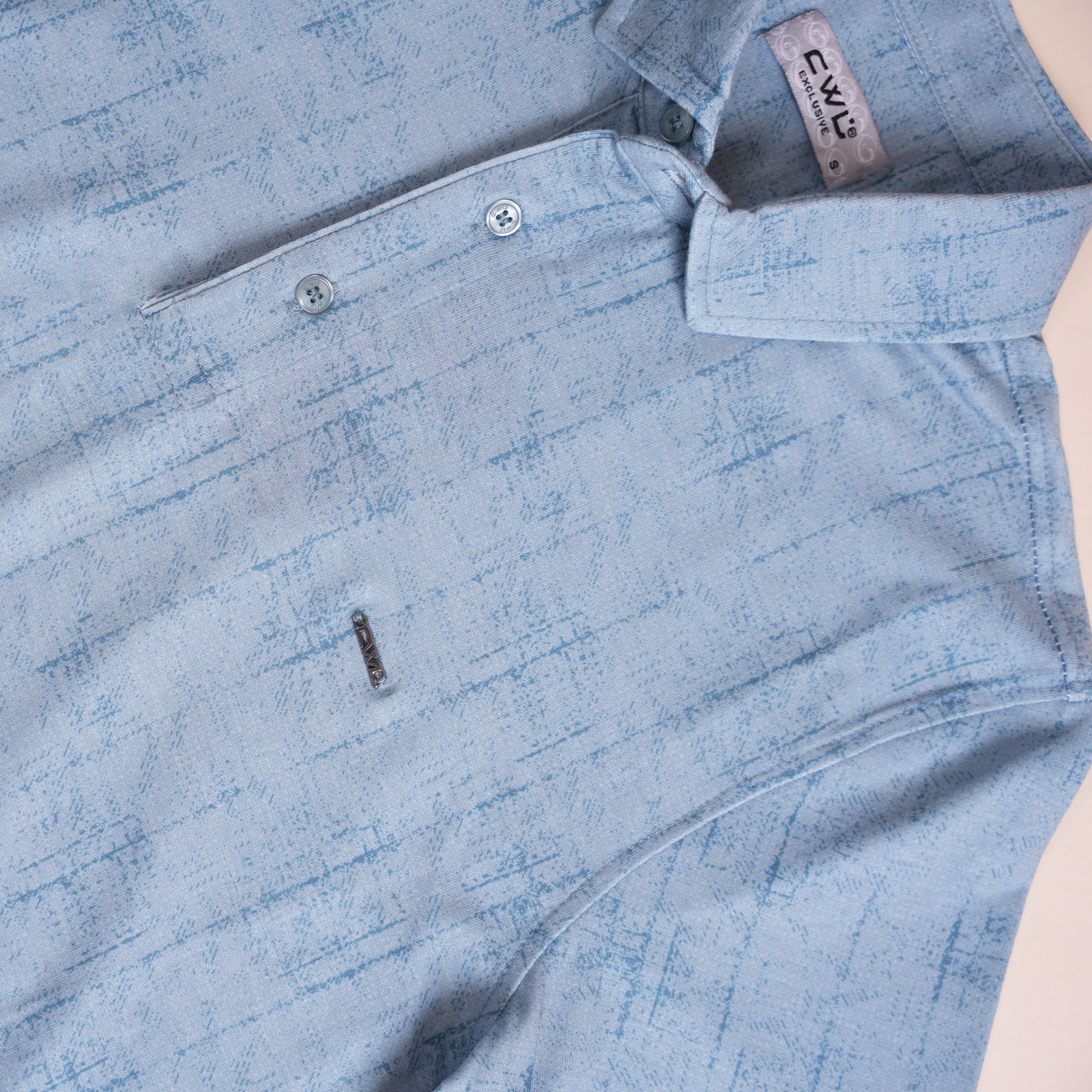 Polo CLEEVER Bleu Ciel Motif