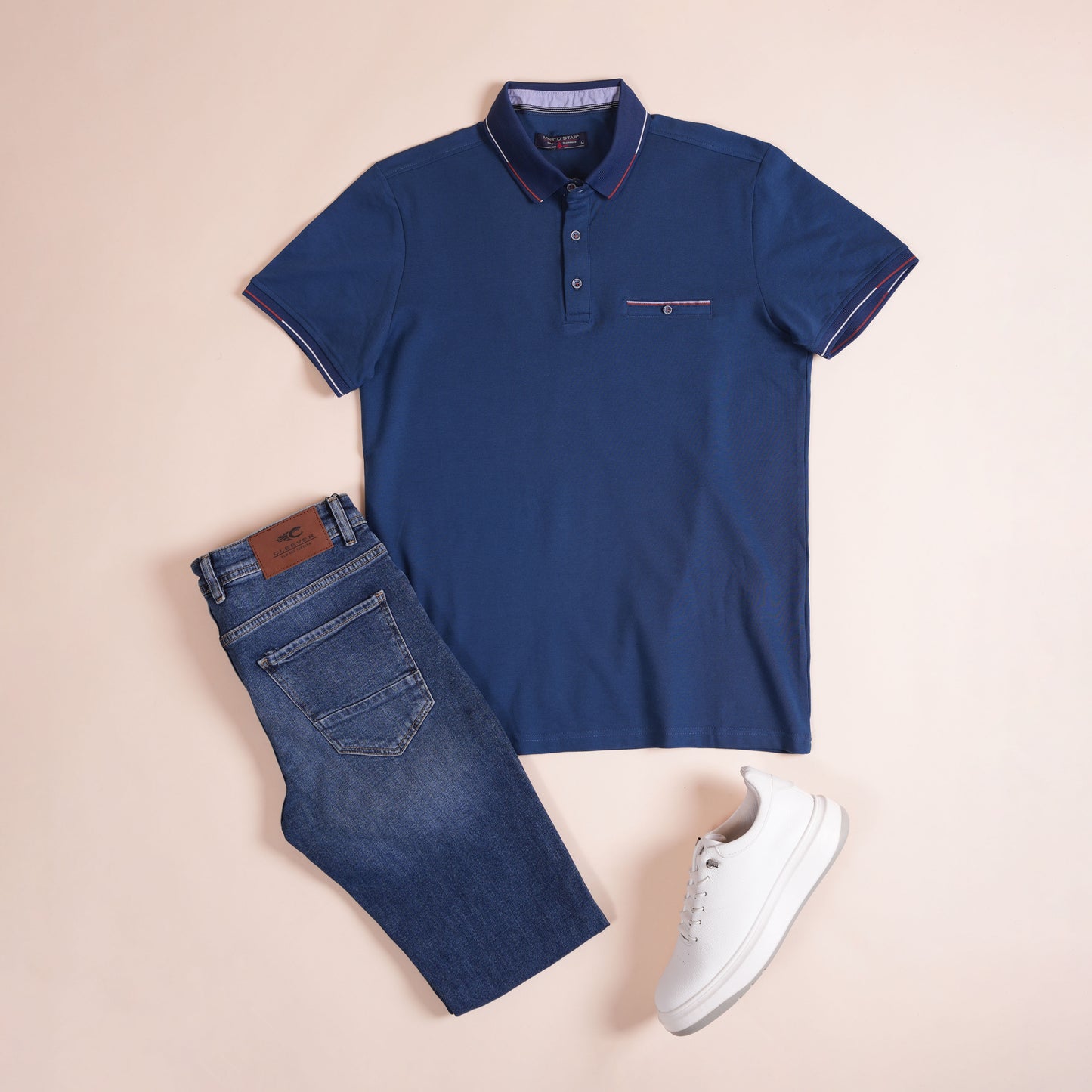 Polo CLEEVER Bleu Roi avec Col