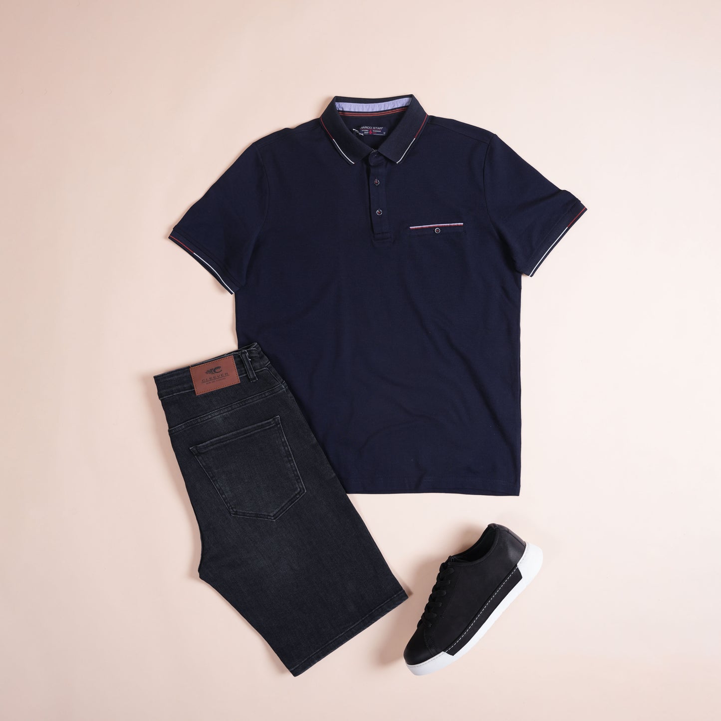 Polo CLEEVER Bleu Marine à Poche