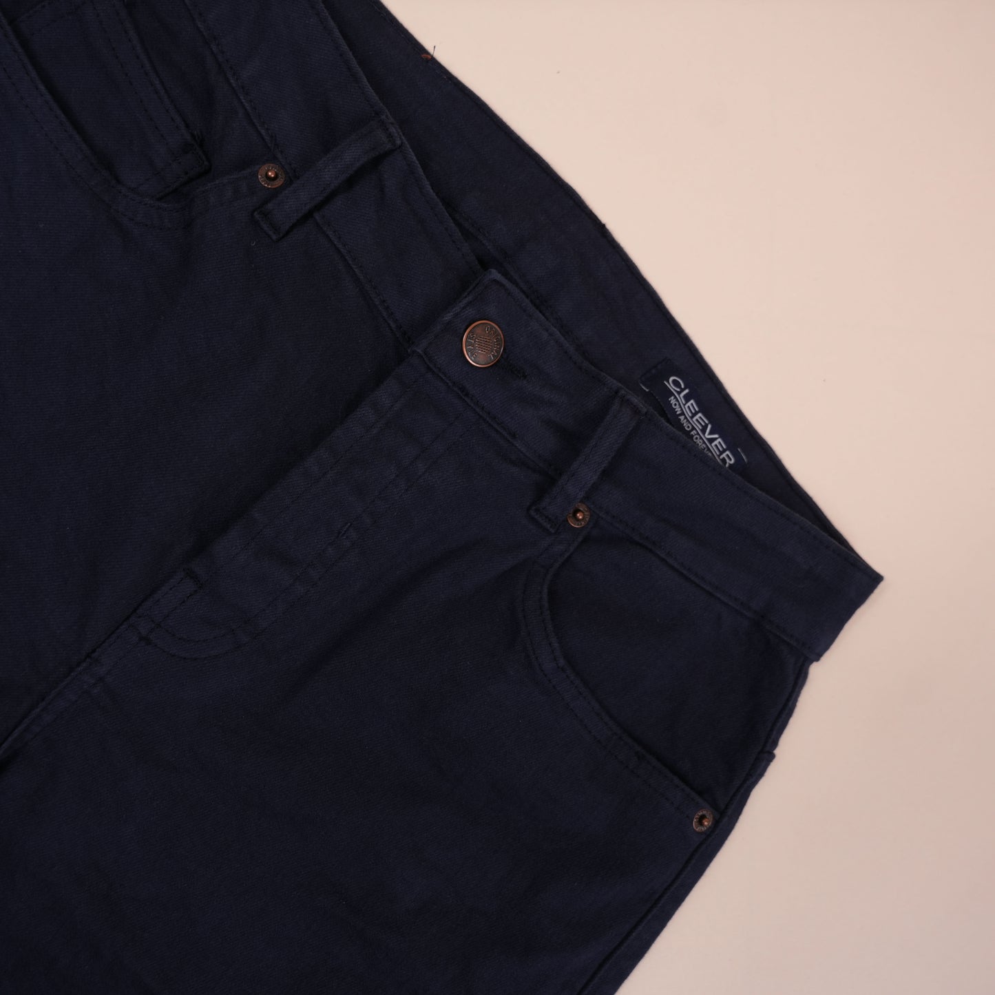 Short CLEEVER en jean bleu marine