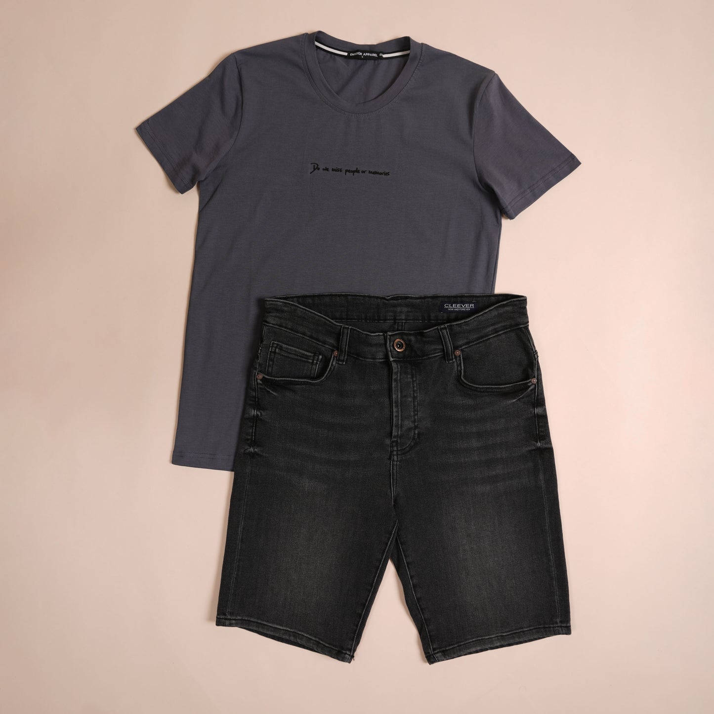 Short CLEEVER en jean gris