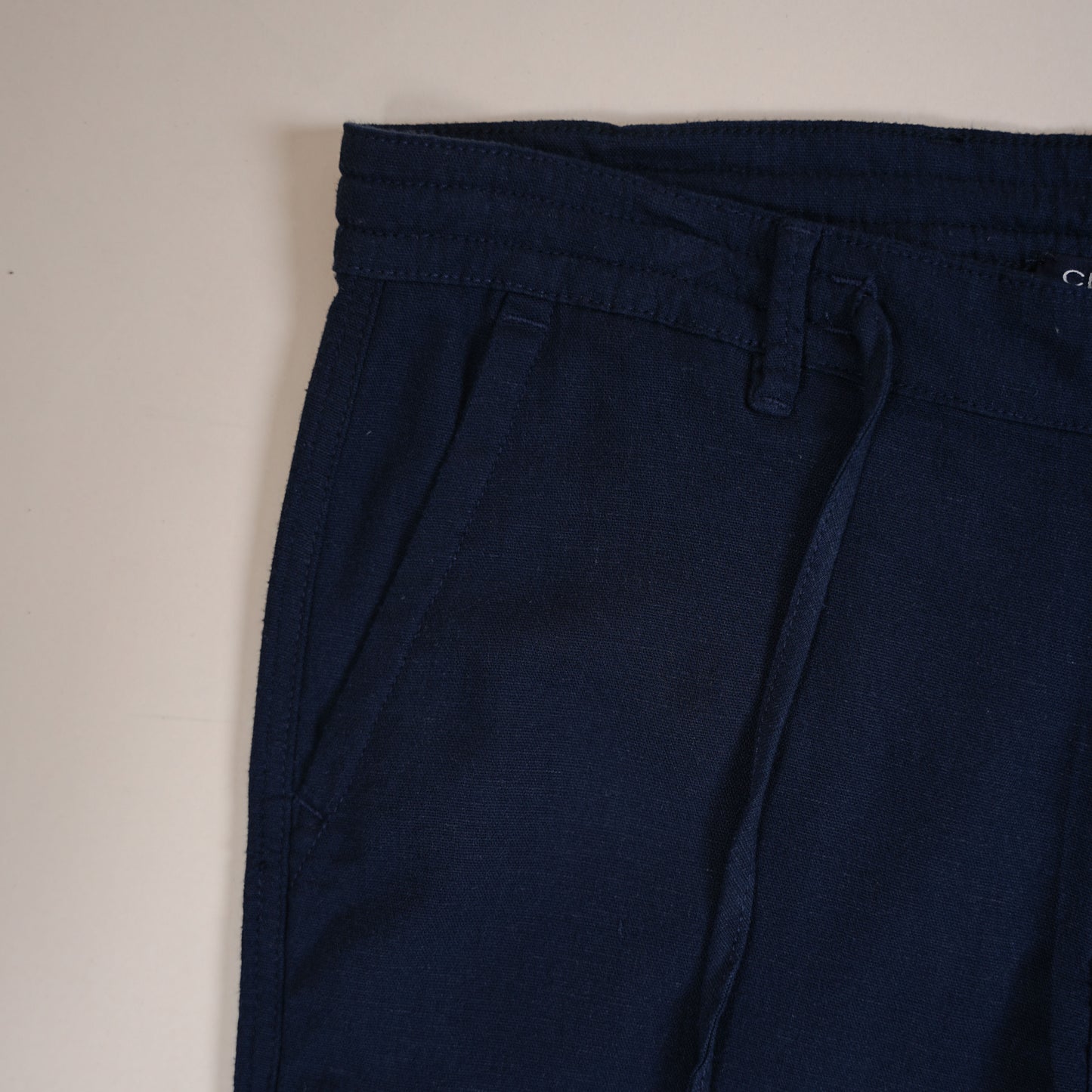 Pantalon en lin bleu marine