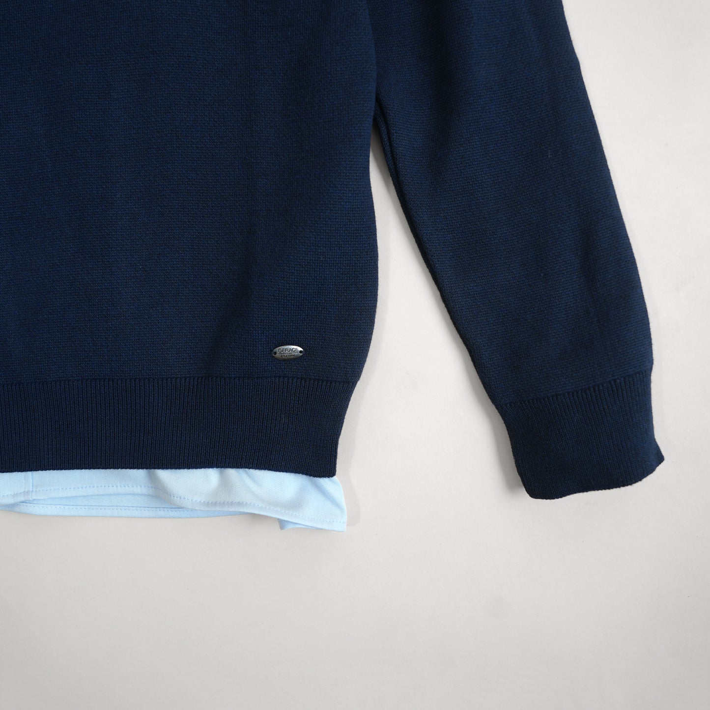 Pull Col Boutonné Bleu Marine