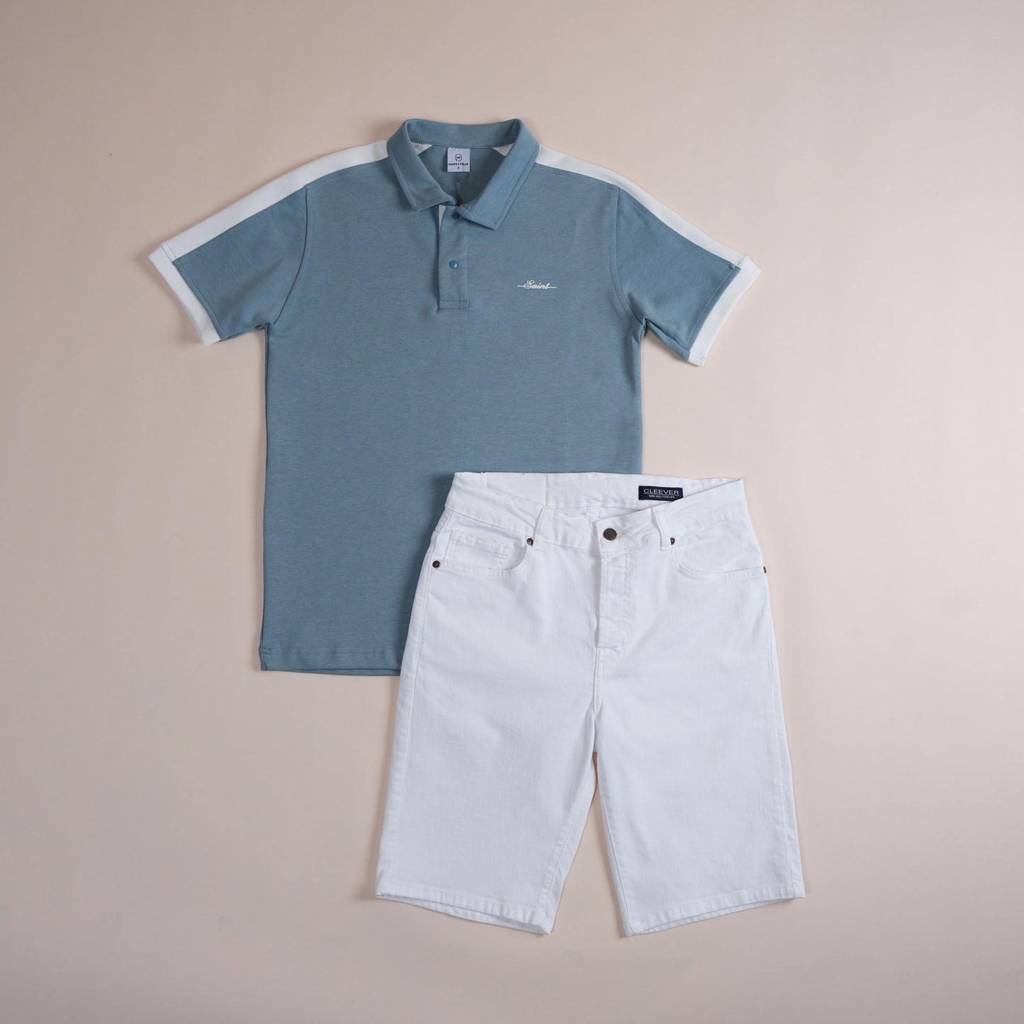 Polo CLEEVER bleu à bandes blanches