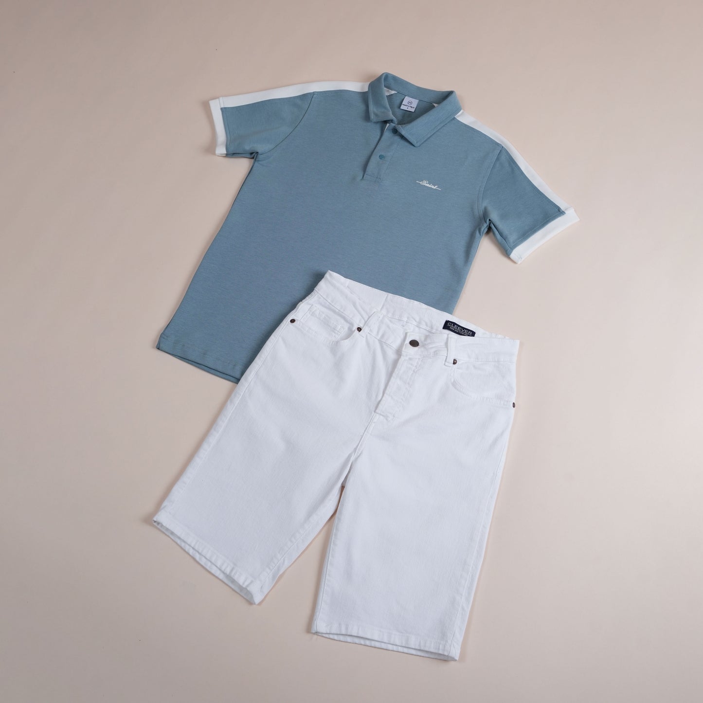 Polo CLEEVER bleu à bandes blanches