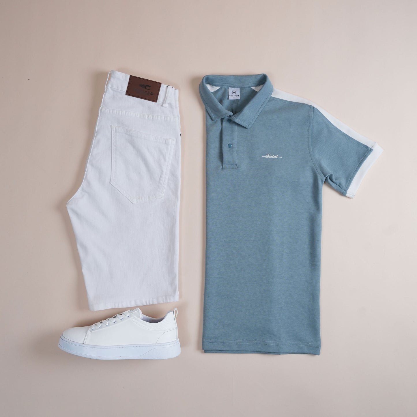Polo CLEEVER bleu à bandes blanches