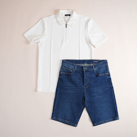 Short Cleevcer en jean brut