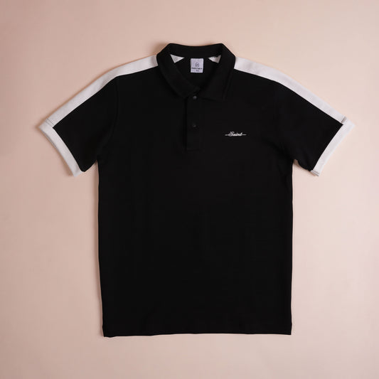 Polo CLEEVER Noir à Bandes Blanches