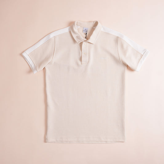 Polo CLEEVER Beige Clair à Bandes Blanches