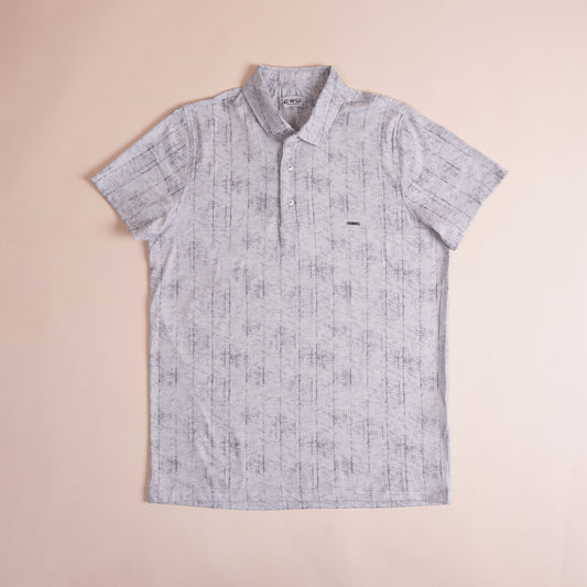 Polo CLEEVER Gris Clair Motif Abstrait
