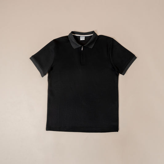 Polo Maille Texturée Zippé