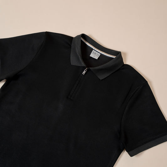 Polo Maille Texturée Zippé