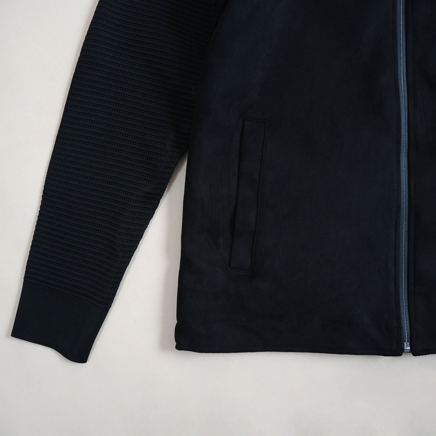 Veste Suédée Manches Texturées