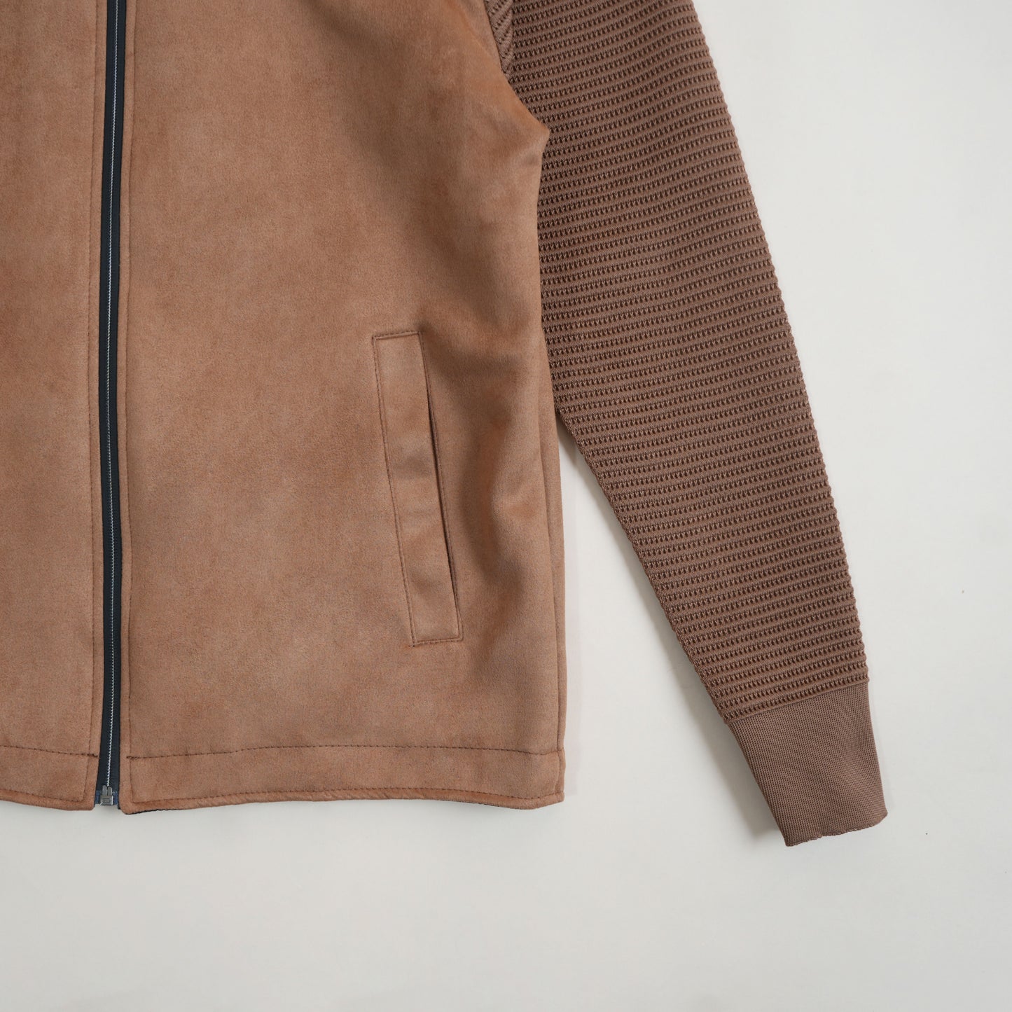 Veste Suédée Manches Texturées