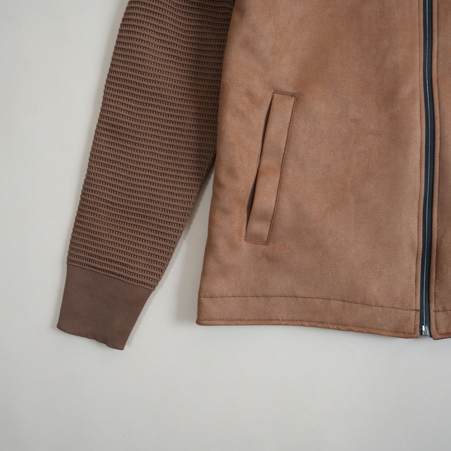 Veste Suédée Manches Texturées