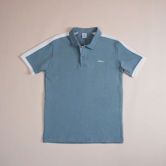 Polo CLEEVER bleu à bandes blanches