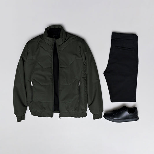 Blouson Légèrement Matelassé — Kaki