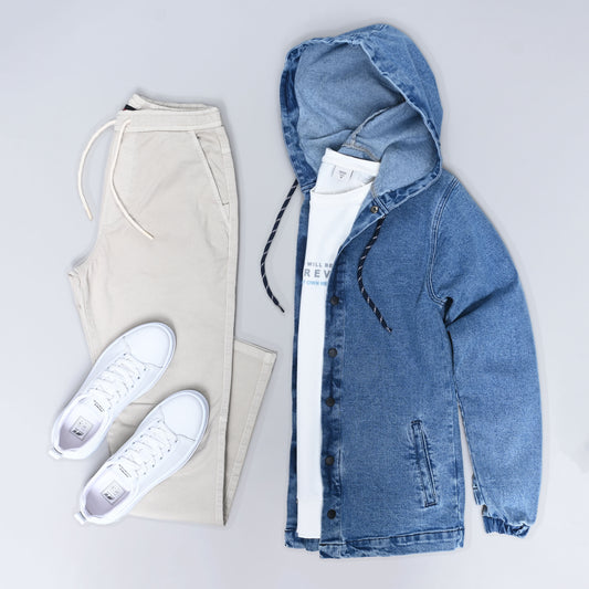 Veste en Jean à Capuche — Bleu